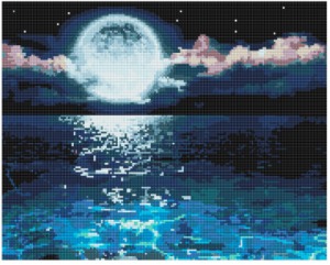 DIY 보석십자수 (캔버스형) 달빛 뿌려진 바다 50x40cm
